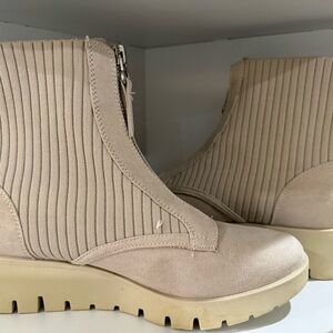 Anne Klein Cream Ankle Booties